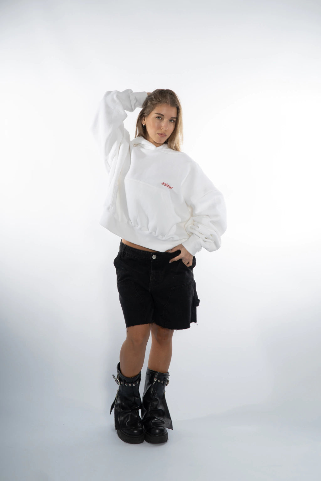 HOODIE CROP WHITE