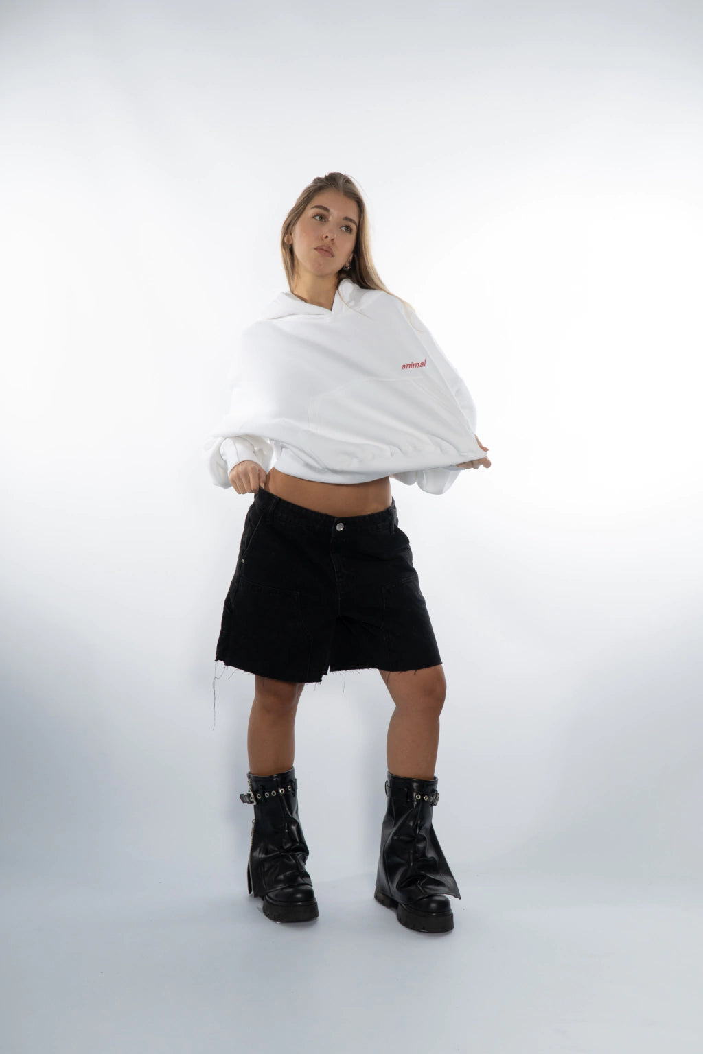 HOODIE CROP WHITE