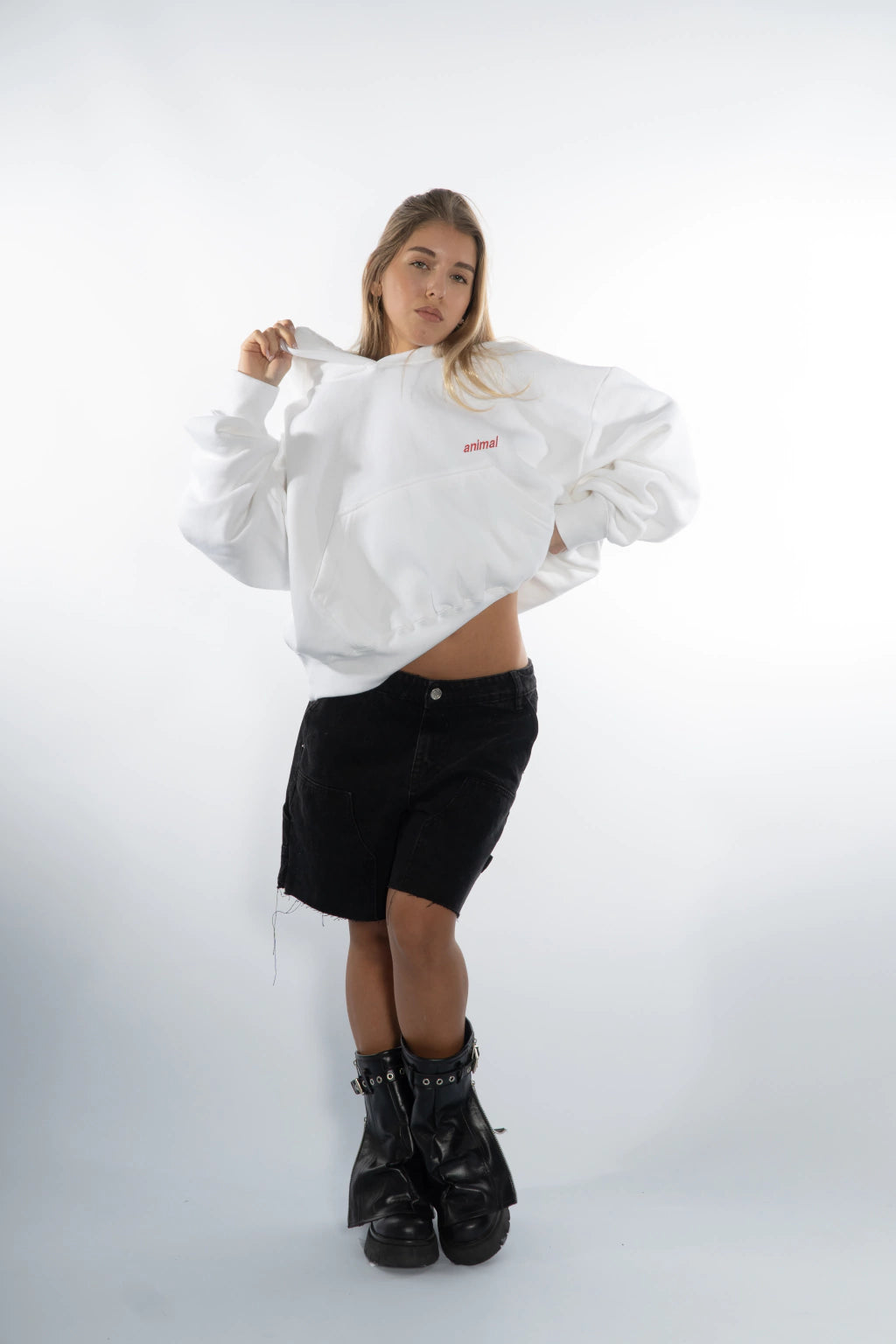 HOODIE CROP WHITE
